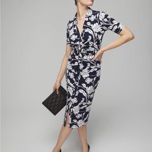 WHBM - Floral Navy and White Dress - Size 2